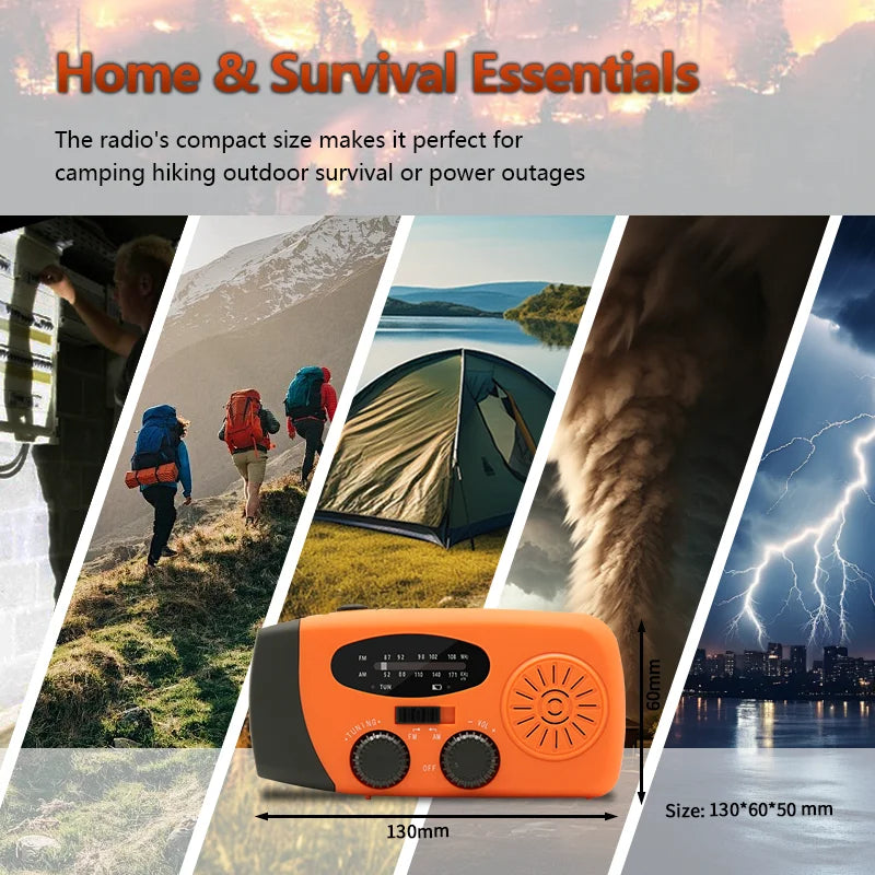 AM/FM/NOAA Emergency Weather Radio Hand Crank Solar Weather Radio Portable Power Bank with Solar Charging Battery